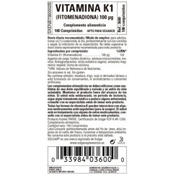 Comprar vitamina K1 100 ?g 100 Comp Solgar al mejor precio|lineaysalud