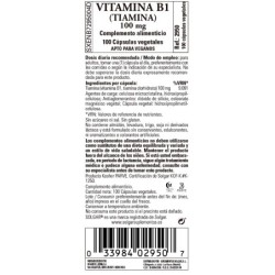 Comprar Vitamina (tiamina) B1 100mg 100 comprimidos veganos de Solgar