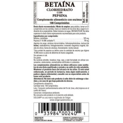 Comprar Betaina Clorhidrato con Pepsina 100 comp Solgar. Mejor precio