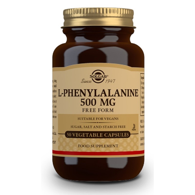 Comprar L-Fenilalanina 500 mg 50 Cápsulas vegetales Solgar|lineaysalud