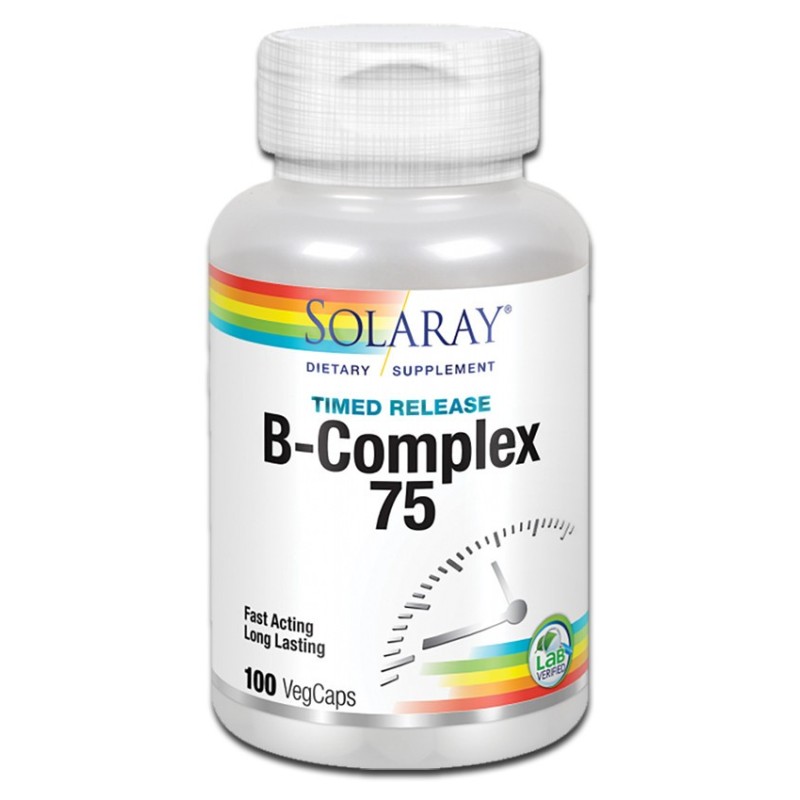 Vitamina B Complex 75 acción retardada 100 cap Solaray |Lineaysalud