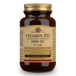 Comprar Vitamina D3 1000 Ui 25 Ug. 100 tabletas masticables  de Solgar