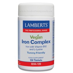 Vegan Iron Complex de Lamberts. Hierro vegano, Vitamina B12 y L-Lisina