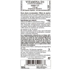 Comprar Vit amina D3 4000Ui 120 Capsulas como cocalciferol de  Solgar